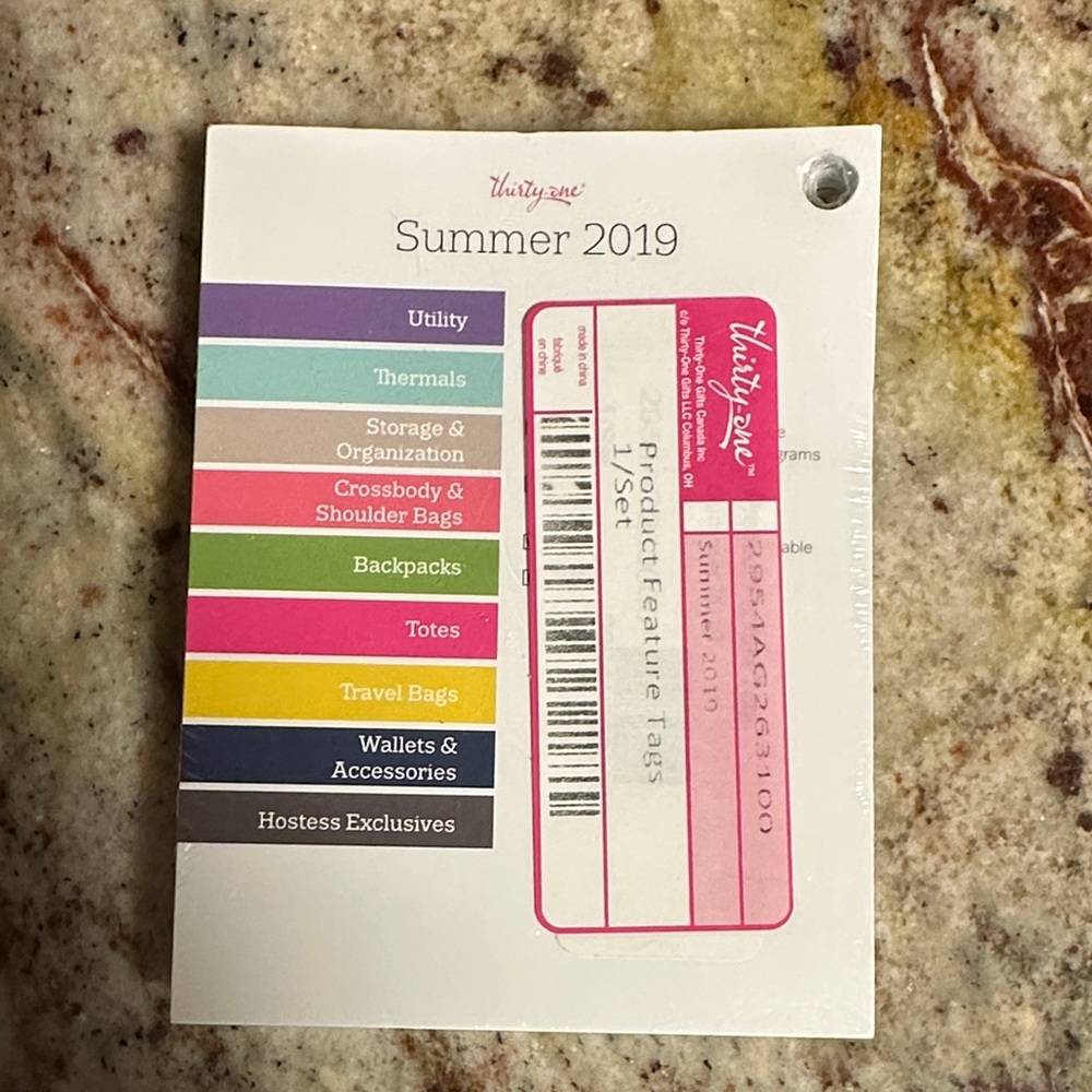 Thirty-One Summer 2019 Collection Tag with Pink Accent